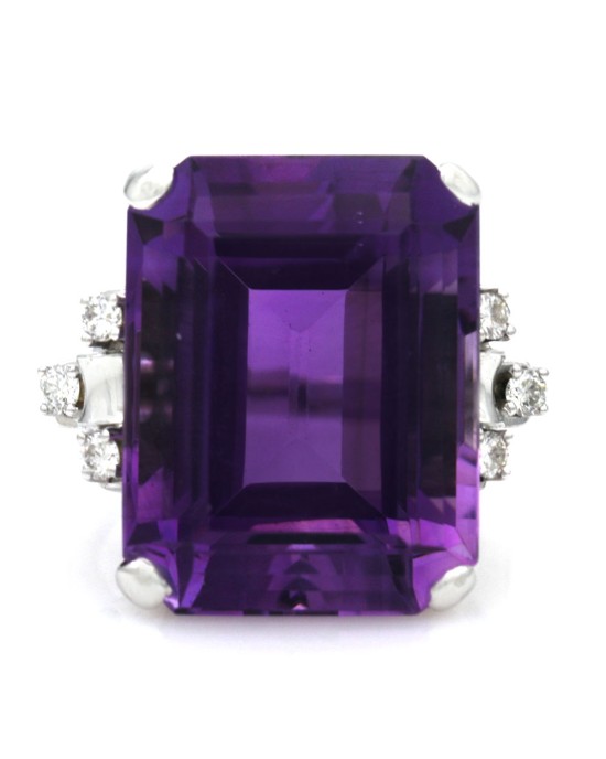 Amethyst and Diamond Accent Fashion Ring